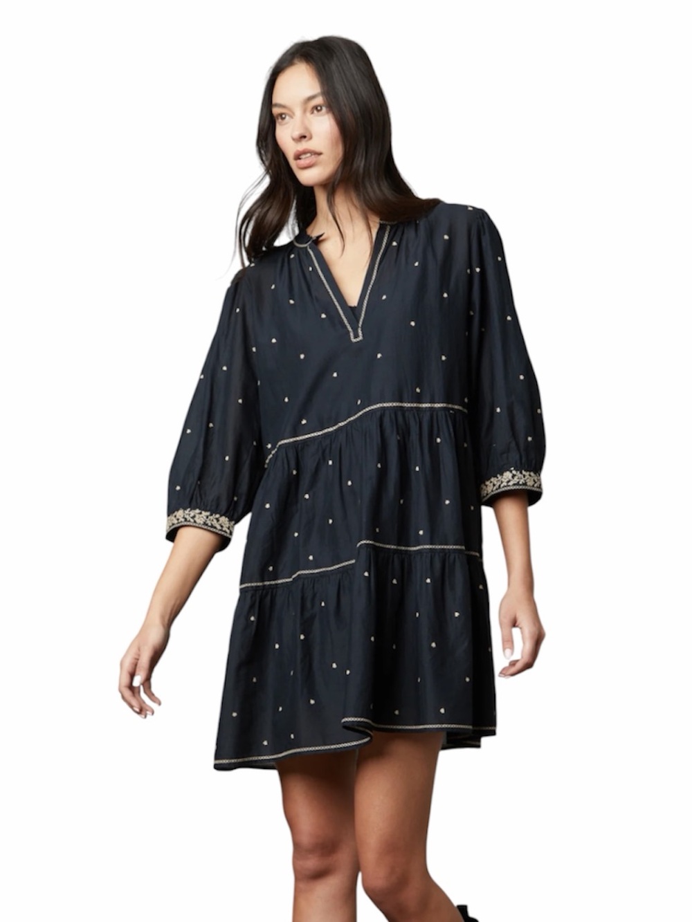 VELVET By Graham & Spencer Kiley Cotton Embroidered Boho Dress XS
